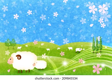  Sheep greeting cards background