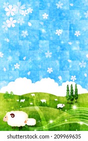  Sheep greeting cards background