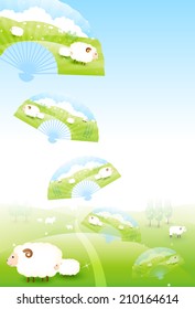 Sheep greeting cards background