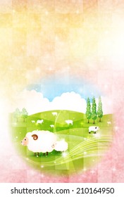 Sheep greeting cards background