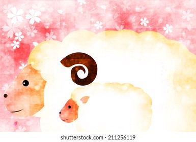 Sheep greeting cards background