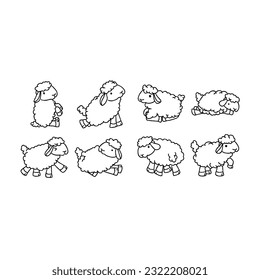 sheep hand drawn doodle illustrations vector set