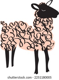 Sheep. Hand drawn vector on
