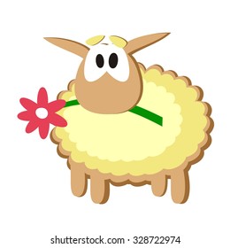 Sheep have a good mood. The flat illustration.
