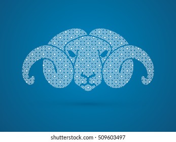 Sheep head with big horn designed using luxury pattern graphic vector.