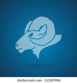 Sheep head with big horns designed using geometric pattern graphic vector.