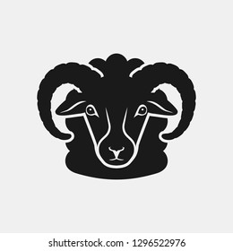 Sheep Head Black Silhouette. Farm Animal Icon