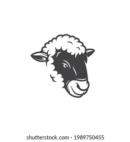 Sheep head black silhouette vector on a white background