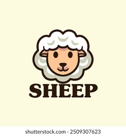 Sheep head cartoon mascot character logo design