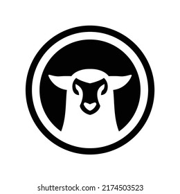 sheep head in dark circle logo vector