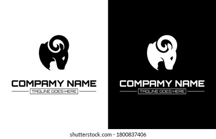 Sheep head design vector on white and black background. Wild animal. Vector illustration