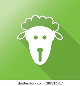 sheep head flat icon with long shadow.