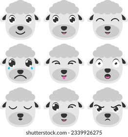 Sheep Head Flat icon set collection