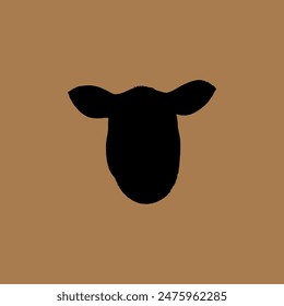 Sheep Head From Front. Silhouette Style. Vector