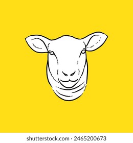 Cabeza De Oveja Desde El Frente. Esbozo, Estilo de dibujo.