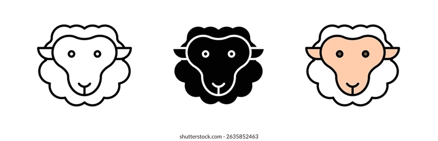 Sheep Head icon set, animal, lamb icon set, vector illustration isolated on white background