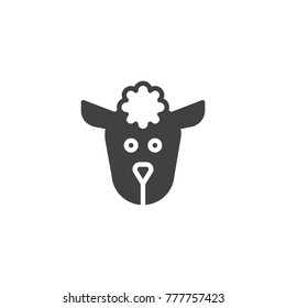 Sheep head icon vector, filled flat sign, solid pictogram isolated on white. Symbol, logo illustration.