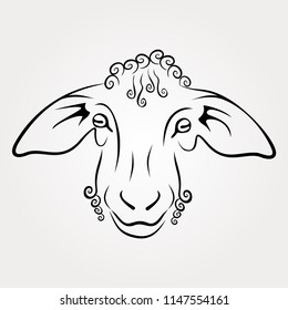 Sheep head isolated on white background. Vector illustration