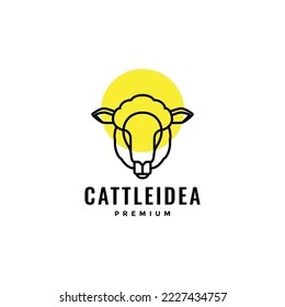 sheep head with lamp idea lighting minimal logo design vector