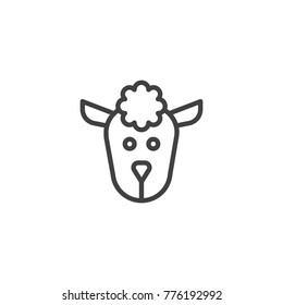 Sheep head line icon, outline vector sign, linear style pictogram isolated on white. Symbol, logo illustration. Editable stroke