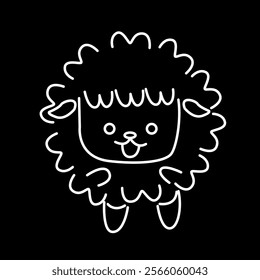 Sheep head line icon, sheap head vector linear icon on white background