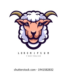 vector de diseño de logotipo de cabeza de oveja	
