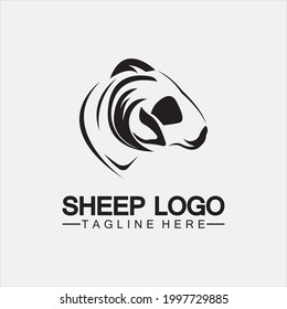 Sheep head logo vector icon illustration design template