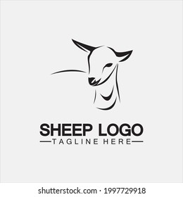 Sheep head logo vector icon illustration design template