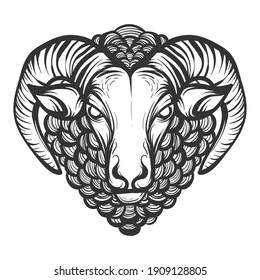sheep head mascot graphic line art illustration Vector Art.