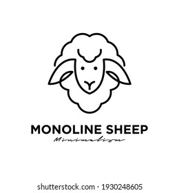 Sheep Head Monoline Line Logo Icon Design