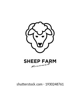 Sheep Head Monoline Line Logo Icon Design