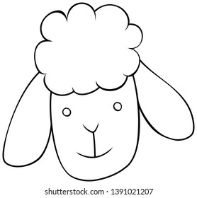 Sheep head outline icon. Vector sketch style illustration.