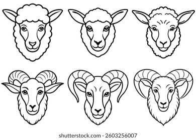Sheep Head Png, Sheep Head Line Art