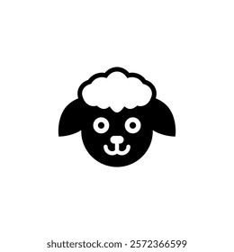 Sheep head silhouette. Ewe face. Simple vector on white background.