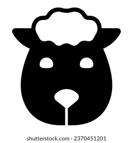 Icono sólido de Cabeza de Oveja, concepto de animales domésticos, Signo de Cordero sobre fondo blanco, icono de retrato ovino en estilo glifo para concepto móvil y diseño web. Gráficos vectoriales