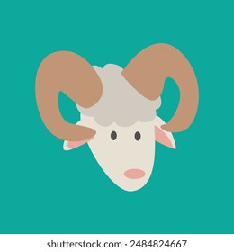 Sheep Head Vector Illustration in Modern Style