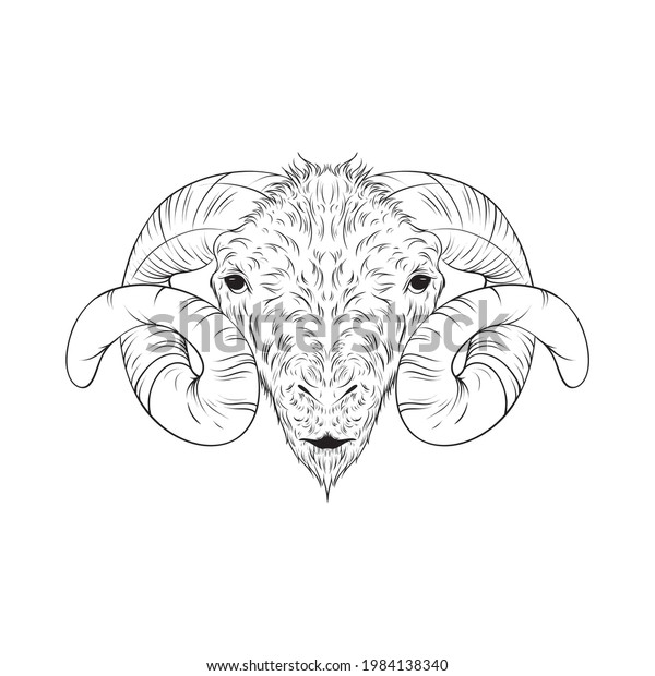 Sheep Head Vector Lineart Illustration Stock Vector (Royalty Free ...