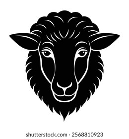 Sheep head vector silhouette art illustration