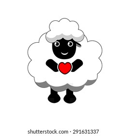 Sheep holding a heart vector