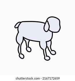 Sheep Icon. Animal Children's Hand Drawing - Vector.