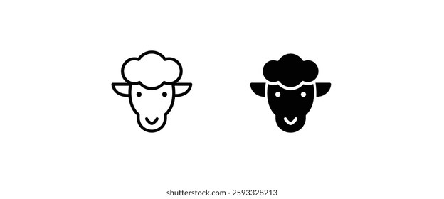 Sheep icon. Animal head. Farm icon button, vector, sign, symbol, logo, illustration, editable stroke, flat design style isolated on white