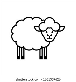 Sheep Icon, Animal Icon, Ovis Aries, Ruminant Mammal Vector Art Illustration