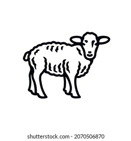 Sheep icon. Best for menus of restaurants, cafes, bars and food courts. Black line vector isolated icon on white background. Vintage style.