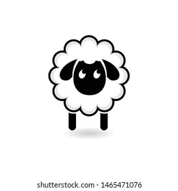 Sheep icon. Black silhouette of sheep on a light background. Logo design for the company. Cartoon of sheep icon for web design isolated on white background. 