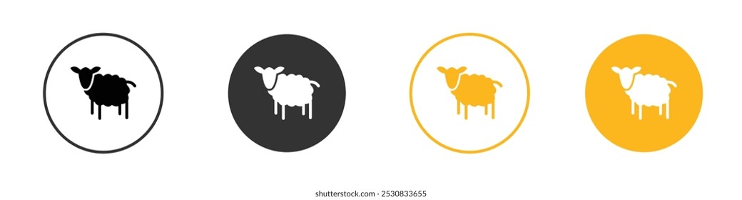 sheep icon black and white vector outline sign