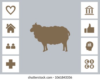 Sheep Icon With Bonus Icons. Eps-10.