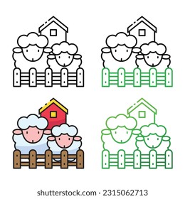 Sheep icon design in four variation color