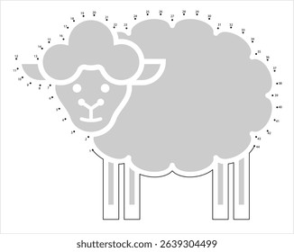 Sheep Icon Dot To Dot, Animal Icon, Ovis Aries, Ruminant Mammal Vector Art Illustration, Connect The Dots Puzzle Game