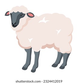 Sheep icon emoji flat vector on white background. sheep animal illustration