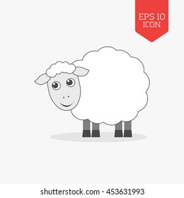 Sheep icon. Flat design gray color symbol. Modern UI web navigation, sign. Illustration element